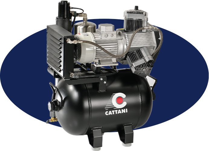 A black Cattani AC 300 dental compressor